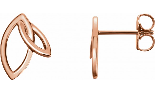 14K Rose Double Leaf Earrings