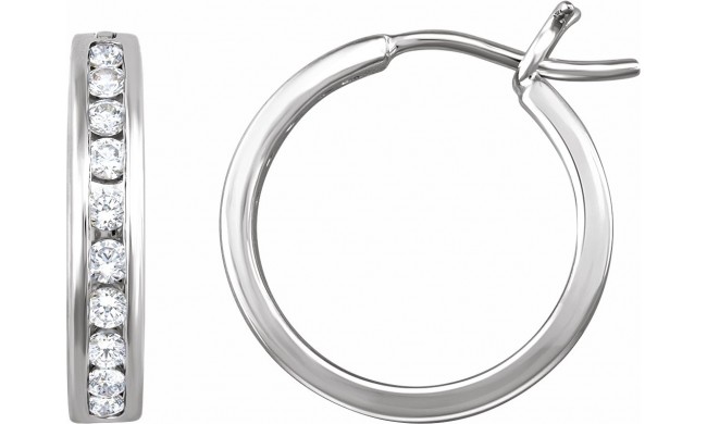 14K White 1/2 CTW Diamond Hoop Earrings