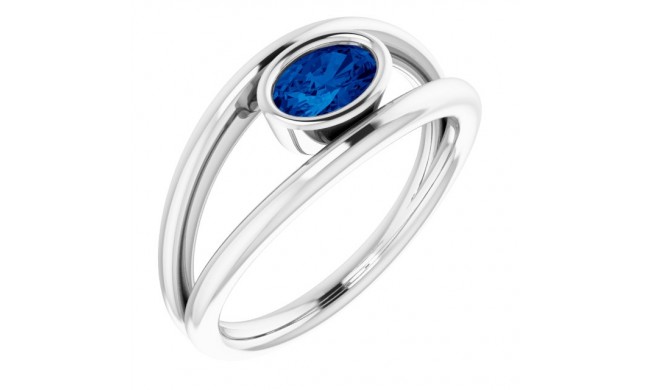 14K White Blue Sapphire Ring