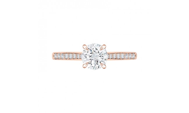 Shah Luxury 14K Rose Gold Round Cut Diamond Solitaire with Accents Engagement Ring (Semi-Mount)