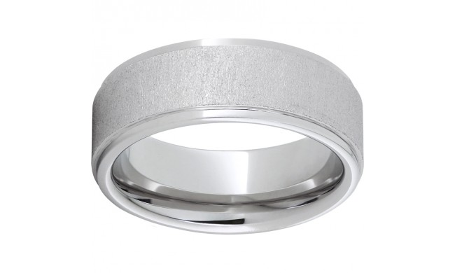 Serinium Flat Band with Grooved Edges and Cross Stone Finish