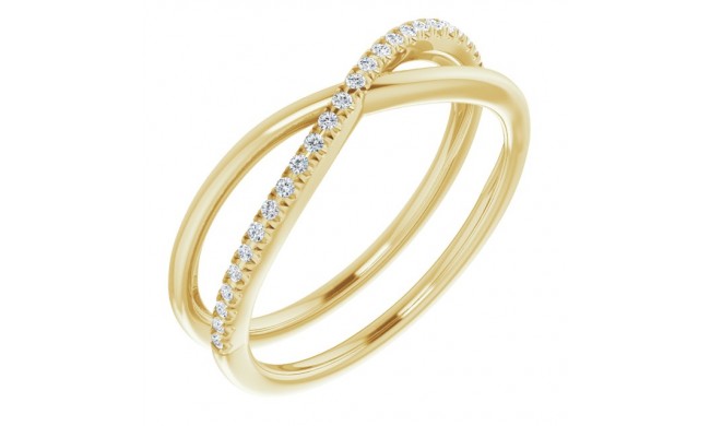 14K Yellow 1/10 CTW Diamond Criss-Cross Ring