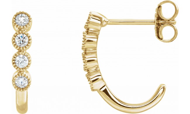 14K Yellow 1/4 CTW Diamond J-Hoop Earrings