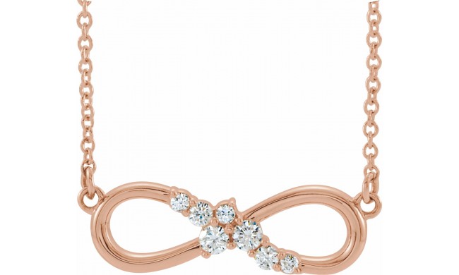 14K Rose 1/8 CTW Diamond Infinity-Inspired Bar 18 Necklace