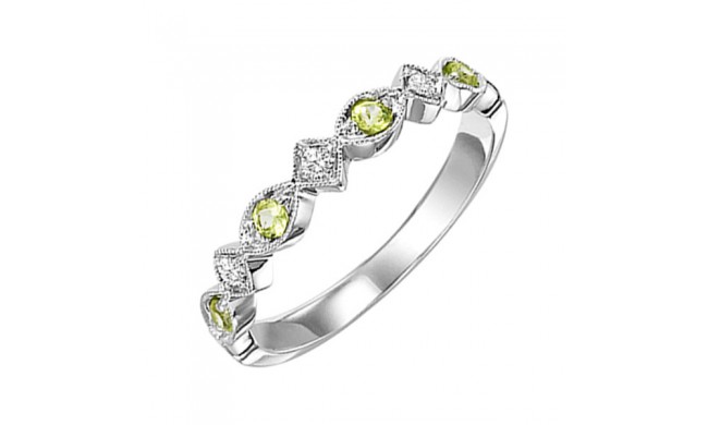 Gems One 14Kt White Gold Diamond (1/20Ctw) & Peridot (1/6 Ctw) Ring