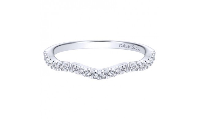 Gabriel & Co. 14k White Gold Contemporary Curved Wedding Band