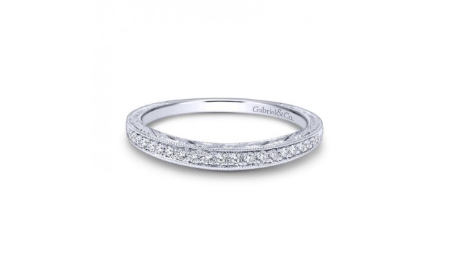 Gabriel & Co. 14k White Gold Victorian Curved Wedding Band