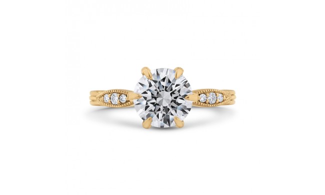 Shah Luxury 14K Yellow Gold Round Cut Diamond Engagement Ring (Semi-Mount)