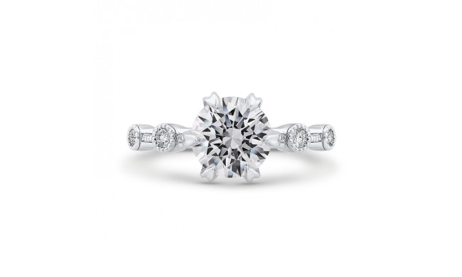 Shah Luxury 14K White Gold Round Cut Diamond Engagement Ring (Semi-Mount)