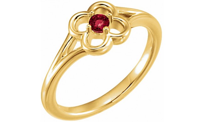 14K Yellow Mozambique Garnet Youth Flower Ring