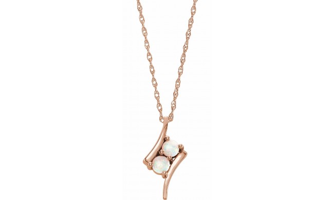 14K Rose Opal Two-Stone 16-18 Necklace