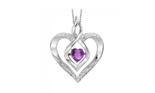 Gems One Silver Diamond (1/50 Ctw) & Created-Amethyst (1/4 Ctw) Pendant