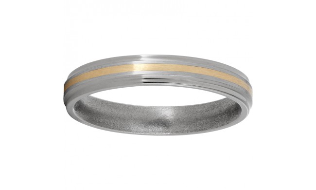 Titanium Flat Grooved Edge Band with a 1mm 14K Yellow Gold Inlay and Satin Finish