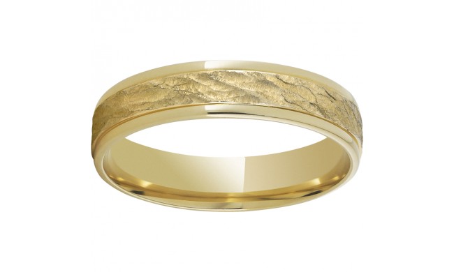 Modern Gold 5mm 10K Yellow Gold Ring with Rounded Edges and Bark Finish