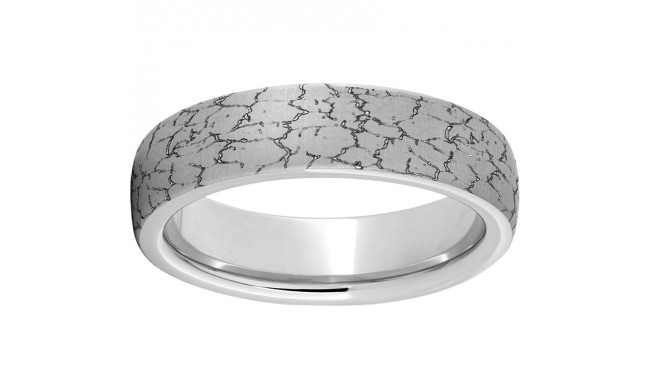 Serinium Domed Band with Tectonic Laser Engraving