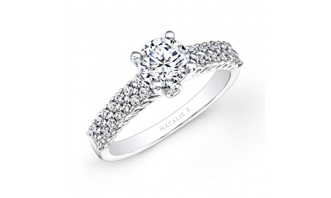 18k White Gold Prong Set Raised Shank White Diamond Engagement Ring
