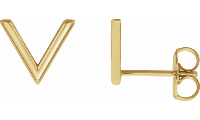 14K Yellow V Earrings