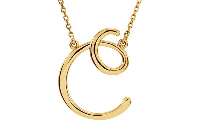 14K Yellow Script Initial C 16 Necklace