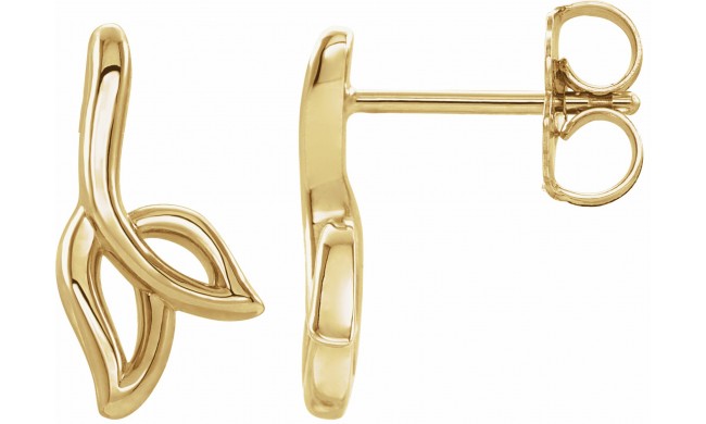 14K Yellow Freeform Leaf Earrings