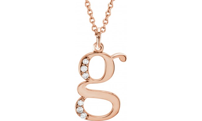 14K Rose .03 CTW Diamond Lowercase Initial g 16 Necklace