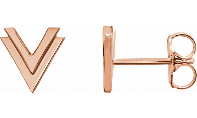 14K Rose 8 mm Double V Earrings