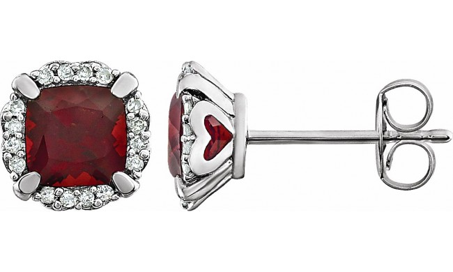 14K White Mozambique Garnet & 1/10 CTW Diamond Earrings