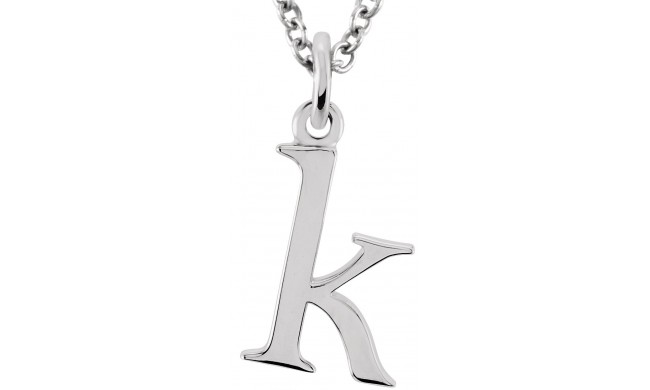 14K White Lowercase Initial k 16 Necklace