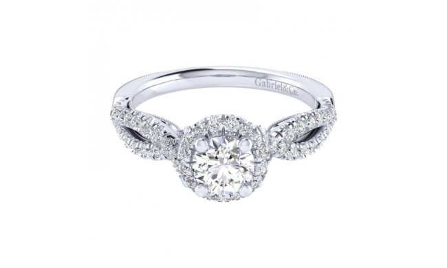 Gabriel & Co. 14k White Gold Victorian Halo Engagement Ring