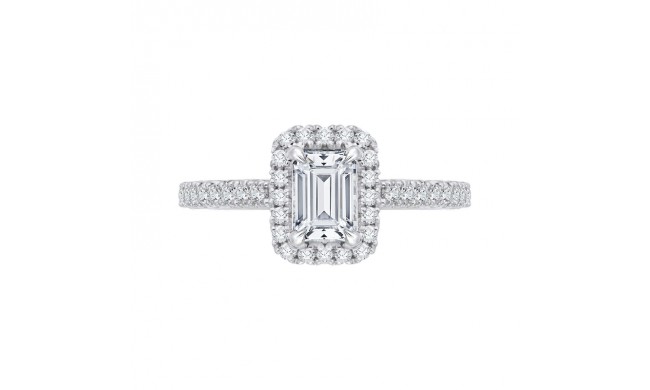 Shah Luxury 14K Two-Tone Gold Emerald Diamond Halo Engagement Ring (Semi-Mount)