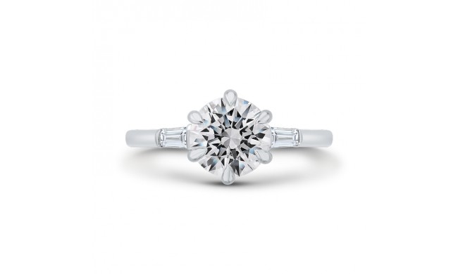 Shah Luxury 18K White Gold Round Cut Diamond Engagement Ring (Semi-Mount)