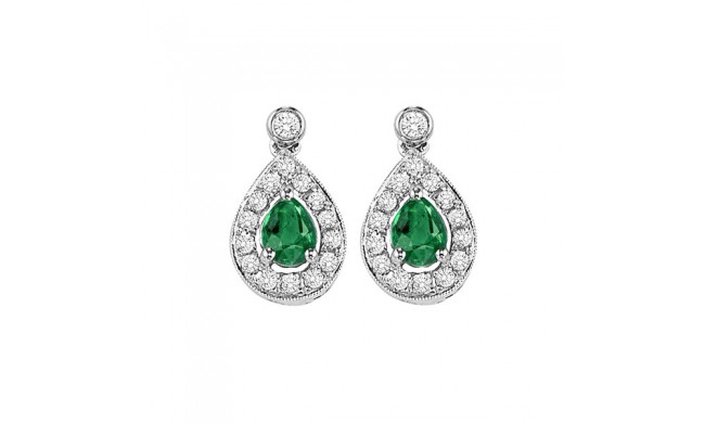 Gems One 14Kt White Gold Diamond (1/6Ctw) & Emerald (1/4 Ctw) Earring