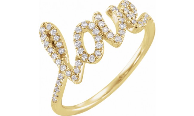 14K Yellow 1/4 CTW Diamond Love Ring