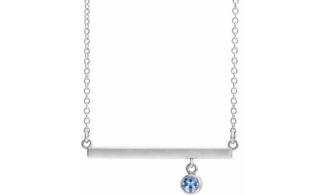 14K White Aquamarine Bezel-Set 18 Bar Necklace