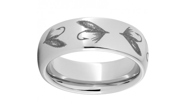 Serinium Domed Band with Fly Fishing Hook Laser Engraving