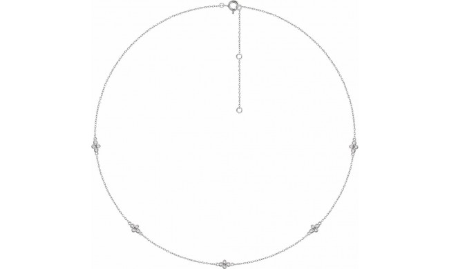 14K White 1/6 CTW Diamond 5-Station 18 Necklace