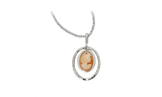 Carla Sterling Silver Hammered Oval Framed Cameo