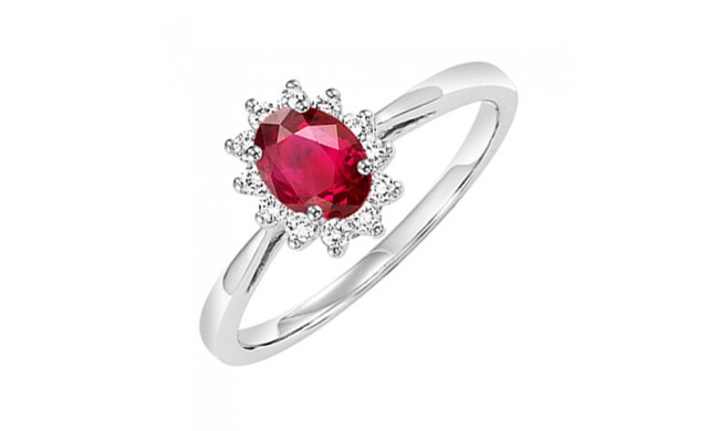 Gems One 14Kt White Gold Diamond (1/5Ctw) & Ruby (1/2 Ctw) Ring