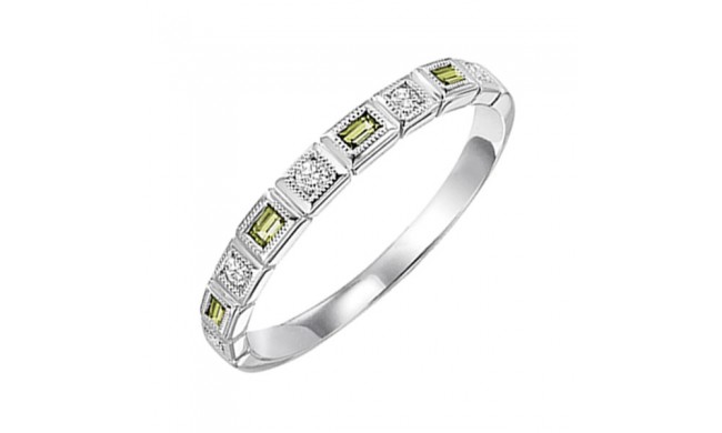 Gems One 14Kt White Gold Diamond (1/10Ctw) & Peridot (1/6 Ctw) Ring