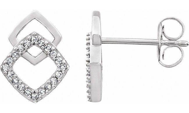 14K White 1/10 CTW Diamond Geometric Earrings