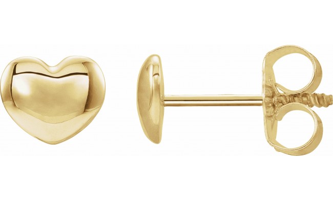 14K Yellow 5.9x5.4 mm Youth Puffed Heart Earrings