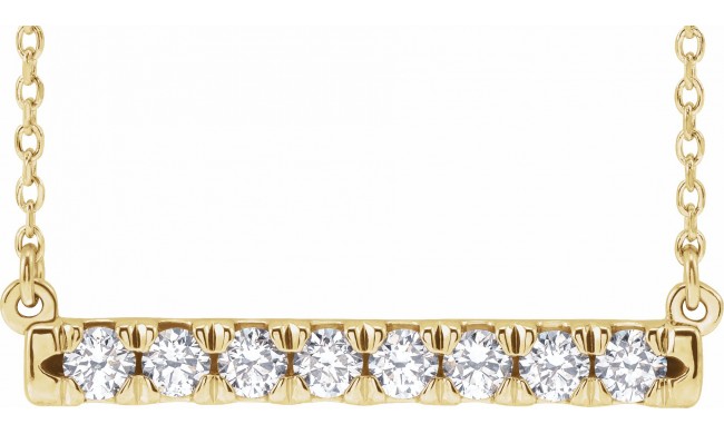 14K Yellow 1/2 CTW Diamond French-Set Bar 18 Necklace