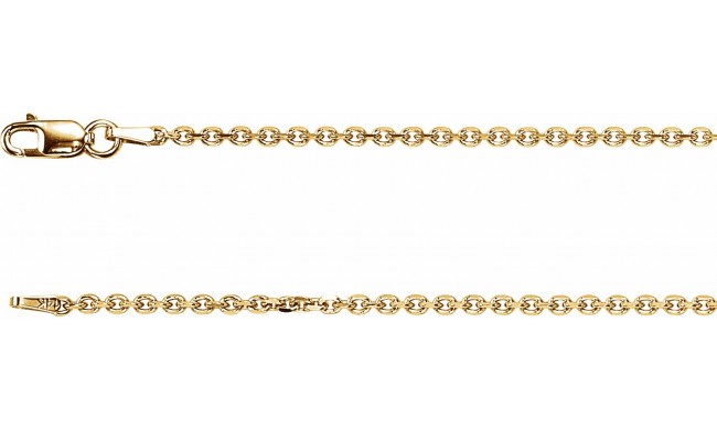 14K Yellow 1.75 mm Solid Diamond-Cut Cable 7 Chain