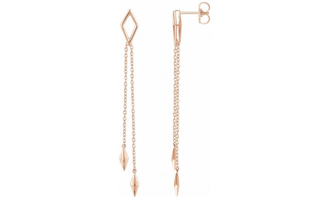 14K Rose Geometric Chain Earrings