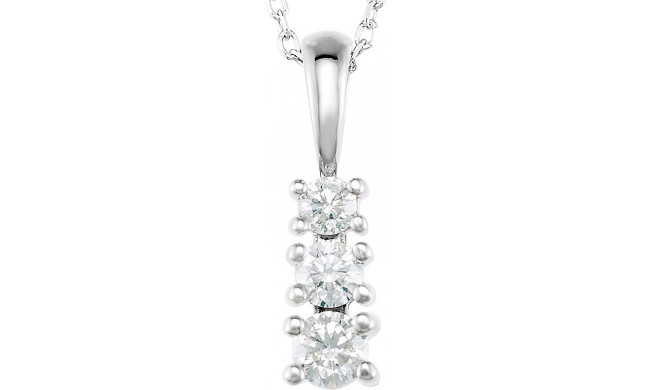 14K White 1/3 CTW Diamond 3-Stone 18 Necklace