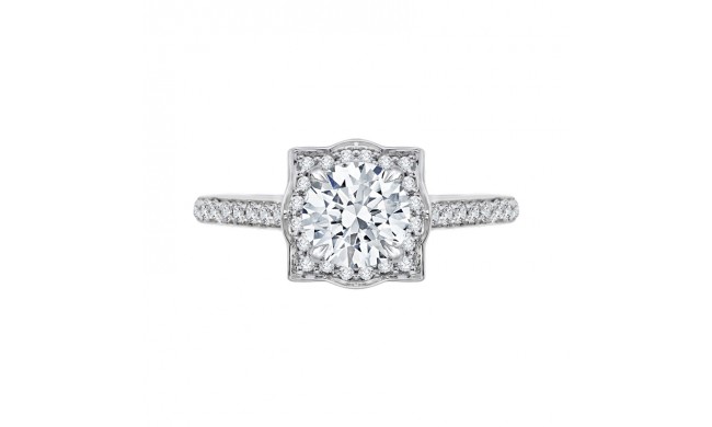 Shah Luxury 14K White Gold Round Diamond Halo Engagement Ring (Semi-Mount)