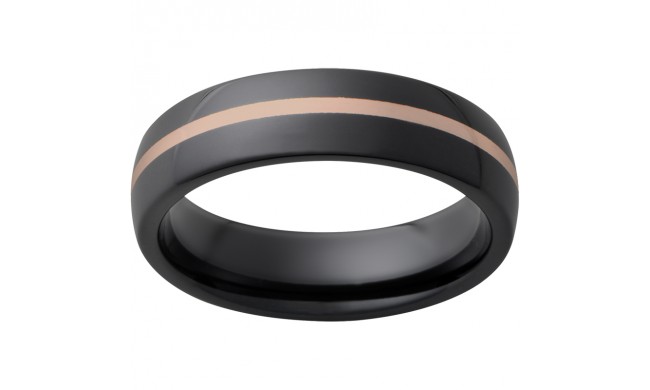 Black Diamond Ceramic Domed Band with 1mm 14K Rose Gold Inlay