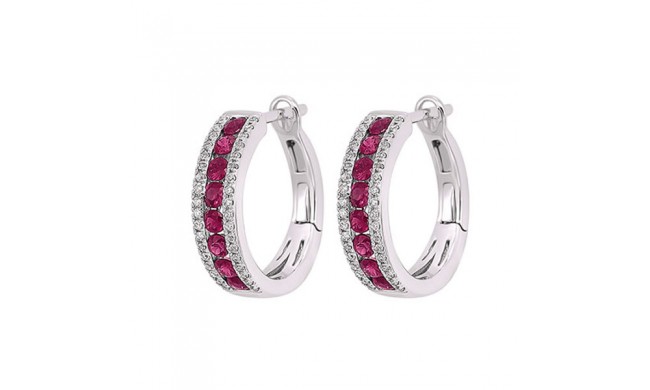 Gems One 14Kt White Gold Diamond (1/6Ctw) & Ruby (7/8 Ctw) Earring