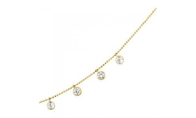 14K Yellow 4 mm Round Cubic Zirconia Bezel-set Station 16 Necklace