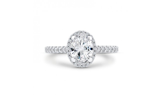 Shah Luxury 14K White Gold Oval Cut Halo Diamond Classic Engagement Ring (Semi-Mount)