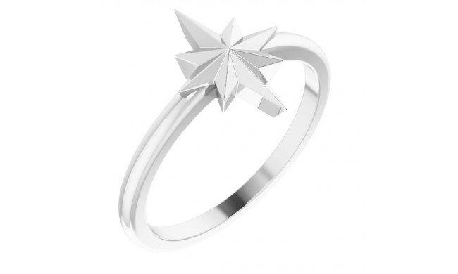 14K White Starburst Ring